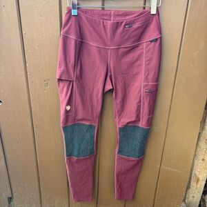 Fjallraven Abisko Trekking Tights Pro Womens Large Burgundy Hiking Climbing EUC